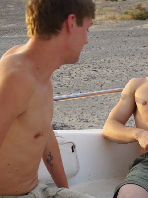 Johnny Rapid barebacks Jack Bailey at the lake