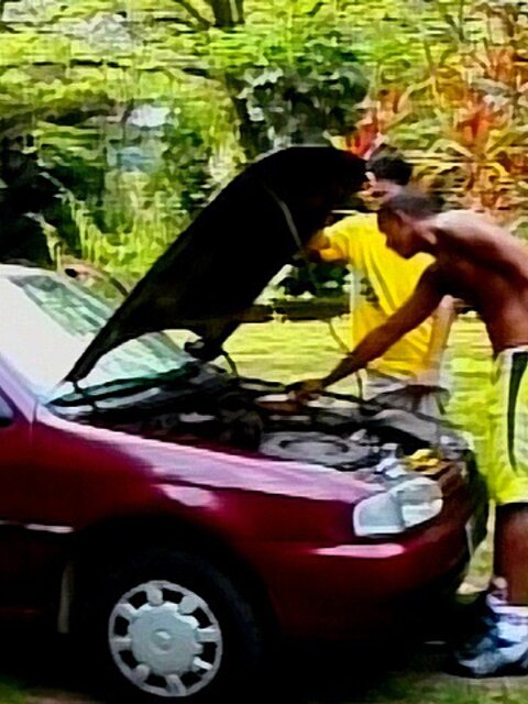 Lavar bends blatino Annders over the car and breeds him