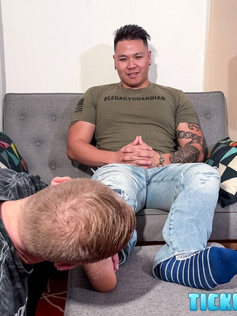 Milus Slinger and Ryder worship each other's feet in bed