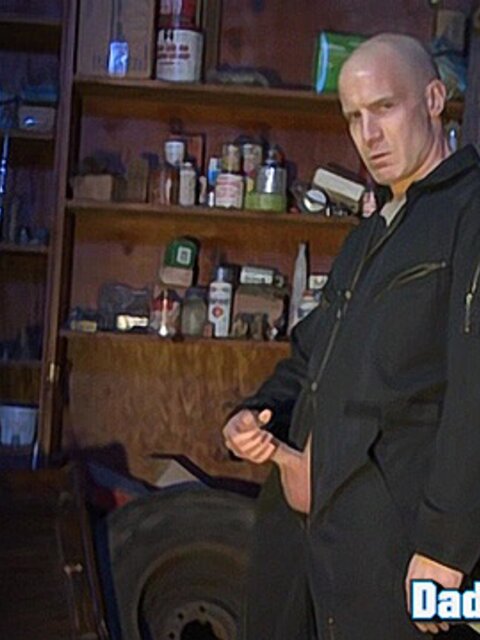 Hook Scott rides his massive dildo in the storeroom and shoots a huge load on the floor