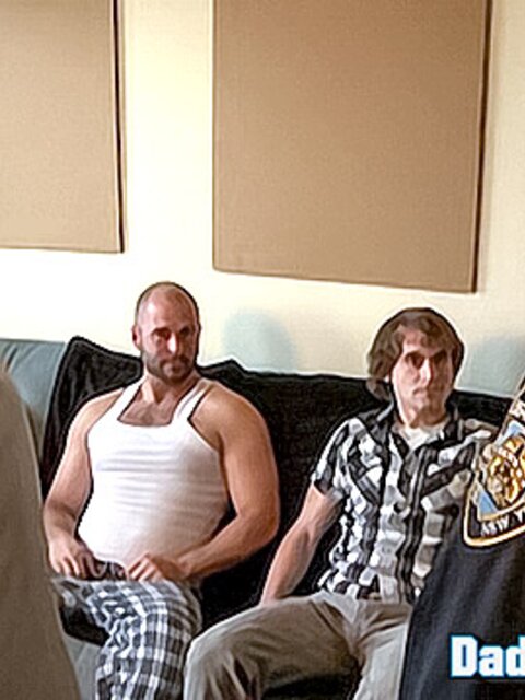 Officer Finnegan joins the jack off party and ends up covered in thick loads of cum