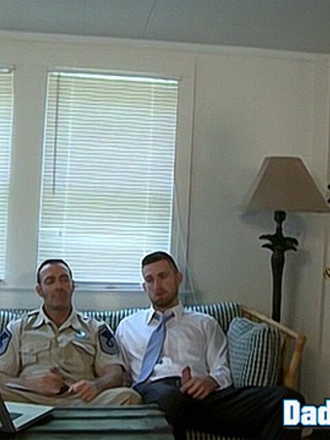 Young Troy Daniels takes on two horny officers and their thick military cocks
