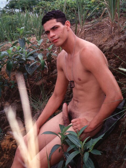 Hot latin recruit Juan fires off his big gun while still in uniform