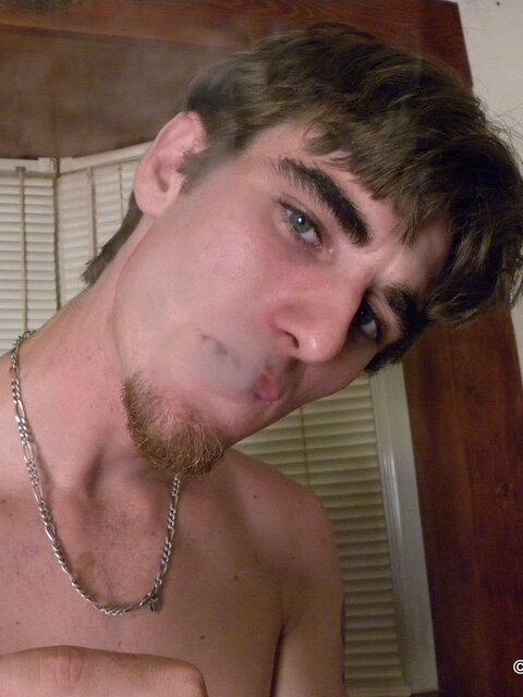 Straight boy Duke smokes and cums all over his scooter and bush