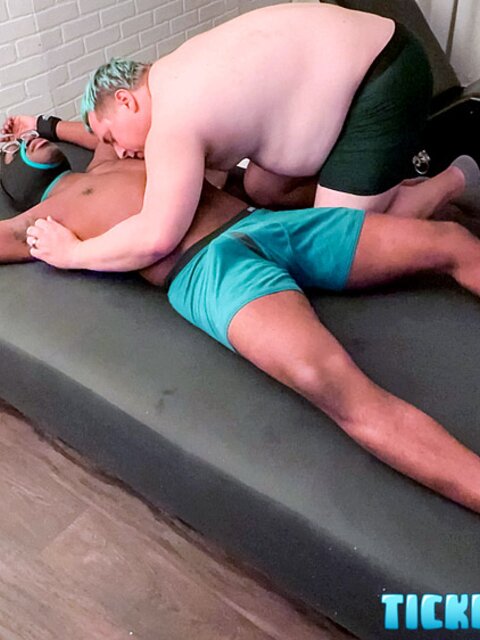 Matt edges and milks locked boy Eddy with his feet and a vibrator
