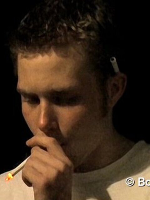 Young straight boy Billy smokes Marlboros and jerks his hard dick