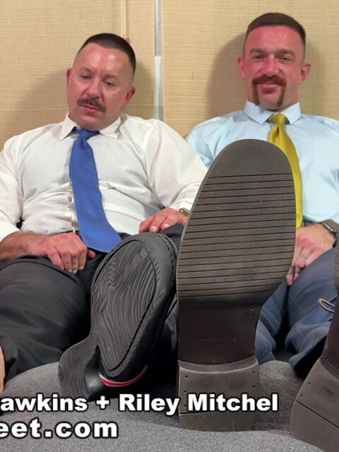 Riley Mitchel sniffs and worships TallDad and Miles Hawkins in their dress socks