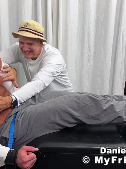 Daniel S howls with laughter as Dan Edwards joins the foot tickling show