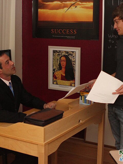 Blake Allen trades better grades for his teacher's thick cock and a hard desk fuck