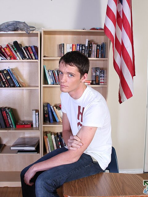 Ashton Rush and Caleb Coniam ditch studying to fuck on the teacher's desk