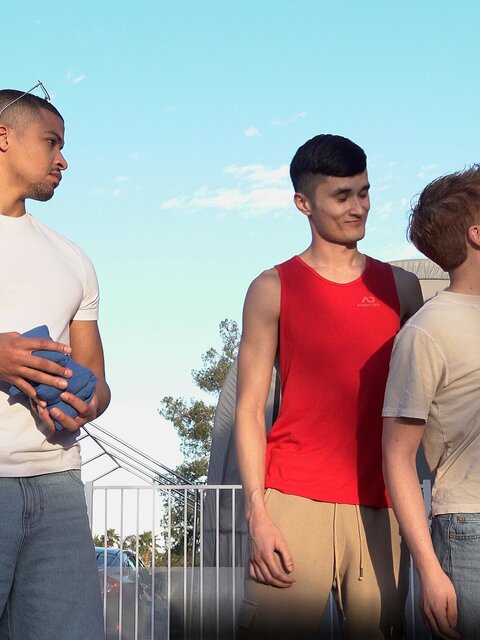 Oliver Lamb bends over and takes ten loads from the JockPack tops until his hole is overflowing