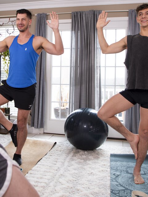Jordan Starr and Benvi sneak away from yoga poses for a quiet flip hookup