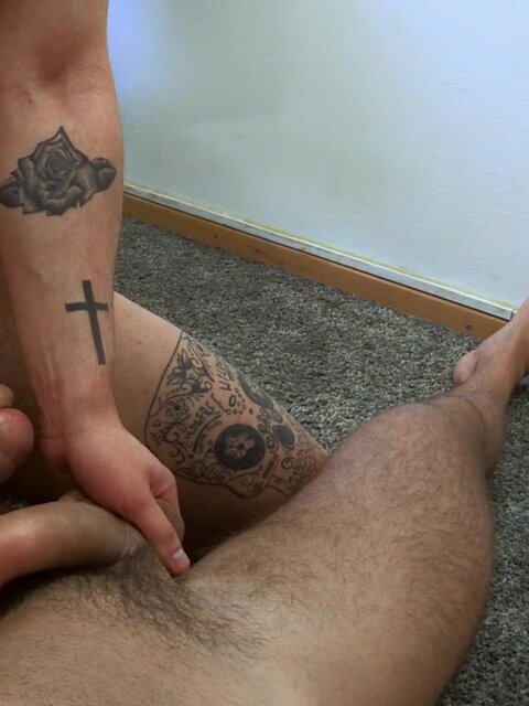 A tattooed barber applicant gets his shaved ass pounded in the office