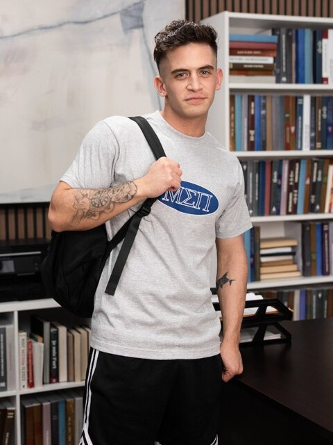 Trevor Brooks gets caught with his dildo out by handsome professor Ken Rock