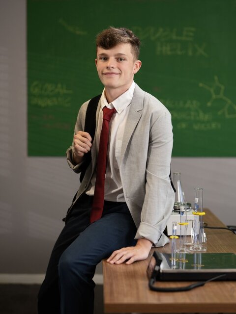 Jake Preston and Joey Mills skip chemistry class for a desk fuck