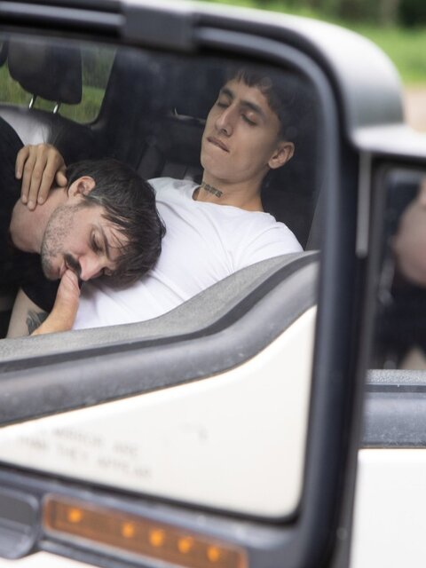 Angel Elias pulls over with Seb Leblan and turns a roadside break into rough sex