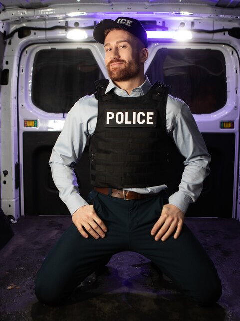 Malik Delgaty busts into the surveillance van to pound officer Olivier Robert